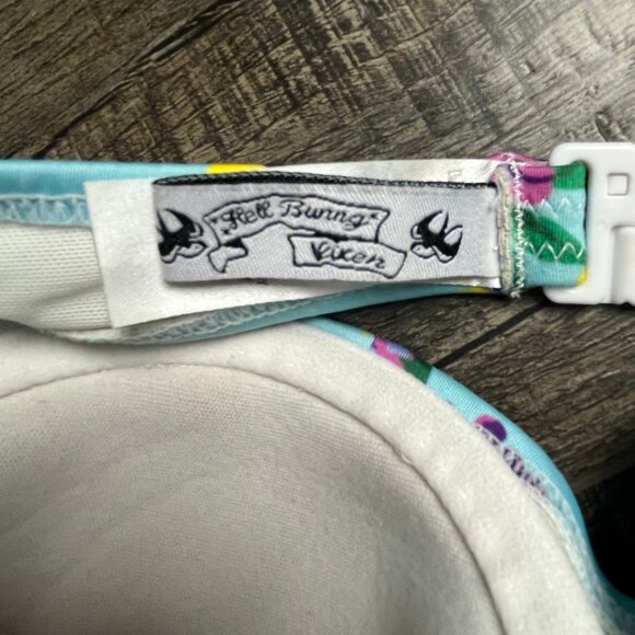 Hell Bunny Vixen Blue Floral Halter Bikini Top Swim Suit ((XS)) - Picture 3 of 4